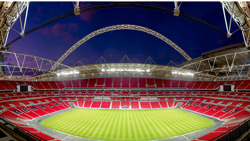 Fish-eye photo of Wembley Stadium